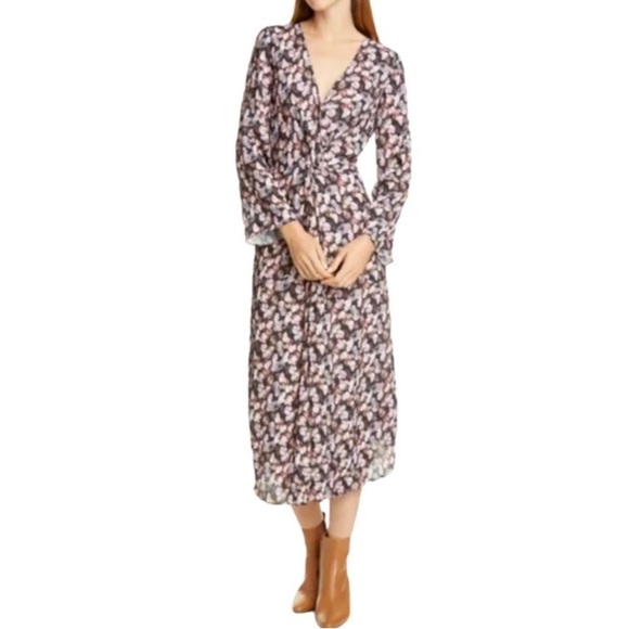 Vince Dresses & Skirts - New Vince Micro Painted Floral Twist Front Long Sleeve Dress